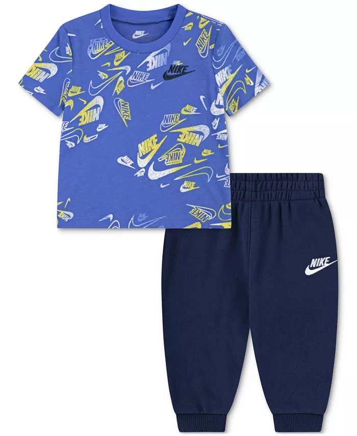 

Футболка и штаны с принтом для мальчиков, комплект из 2 предметов Nike, синий
