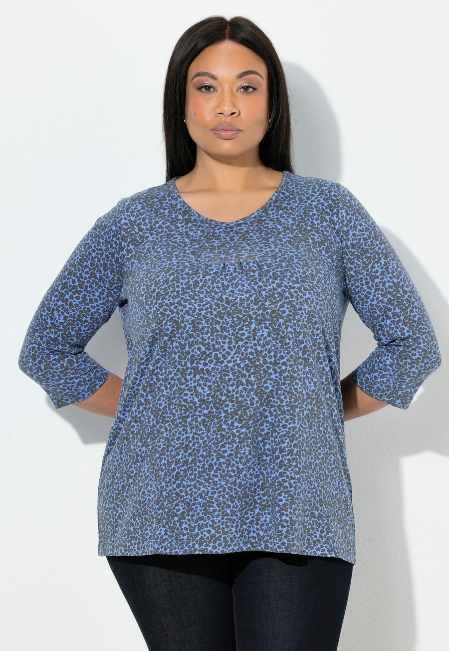 

Топ Ulla Popken ZIERFALTEN A-LINIE V-AUSSCHNITT 3/4-ARM, Marine/Dark Blue