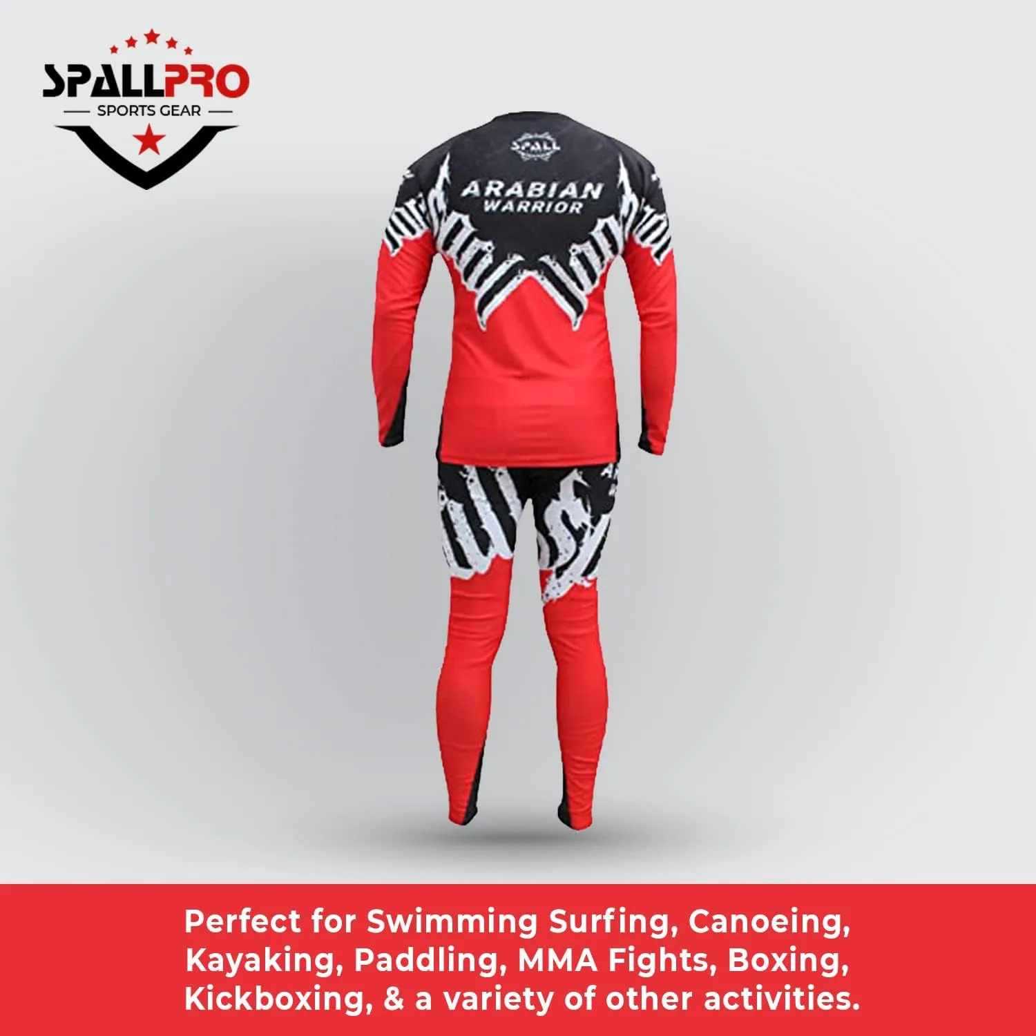 Спортивная футболка Spall Pro Power MMA BJJ Jiu Jitsu с длинным рукавом Generic, красный/черный — фото 3