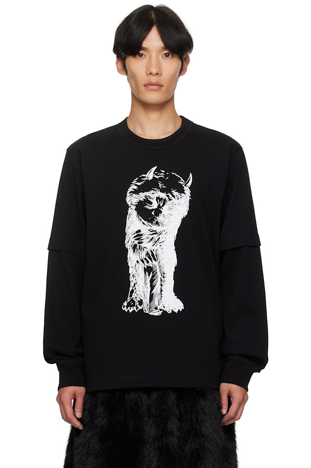 

Футболка из хлопка "Где обитают дикие твари" Sacai, черный