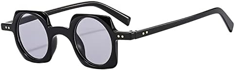 

Ретро маленькие квадратные солнцезащитные очки для женщин, модные прозрачные круглые линзы цвета океана, мужские панк-очки с заклепками, солнцезащитные очки UV400 MTZJH, Black Light Gray