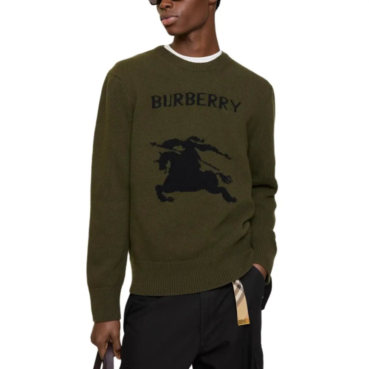 Свитер Burberry интарсия, зеленый — фото 3