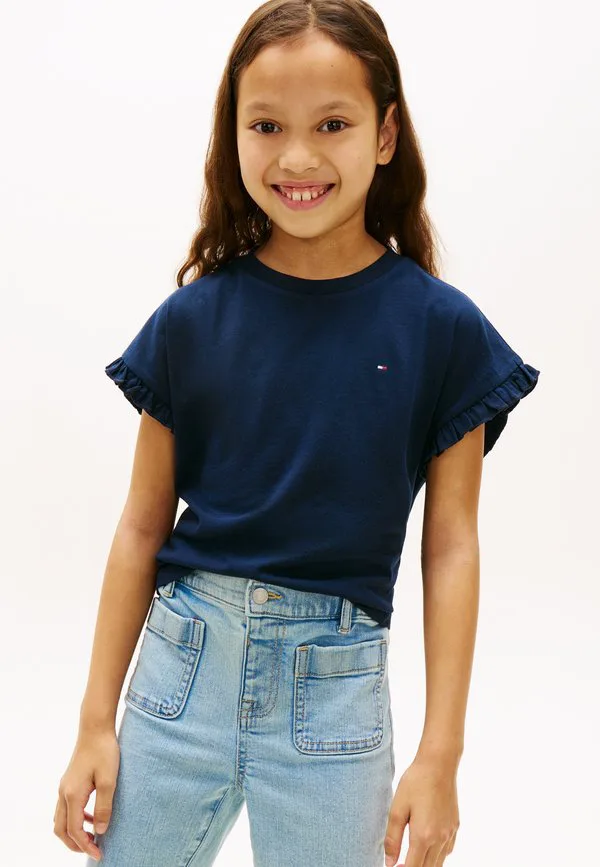 Базовая футболка свободного кроя с оборками на манжетах. Tommy Hilfiger, Dark Night Navy