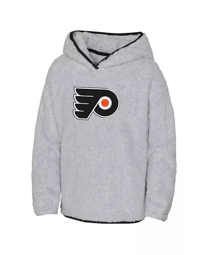 Флисовый пуловер с капюшоном Big Girls Heather Grey Philadelphia Flyers Ultimate Teddy Outerstuff, серый — фото 2