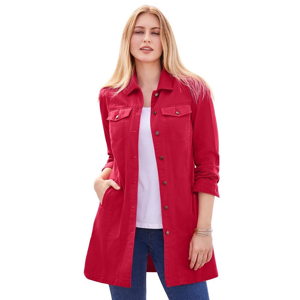 

Женская длинная джинсовая куртка больших размеров Jessica London, цвет Classic Red
