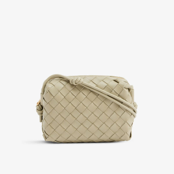

Миниатюрная кожаная сумка через плечо Loop в технике интреччато Bottega Veneta, желтый