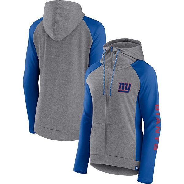 

Женская толстовка с капюшоном и молнией heather gray/royal new york giants blind side raglan Fanatics