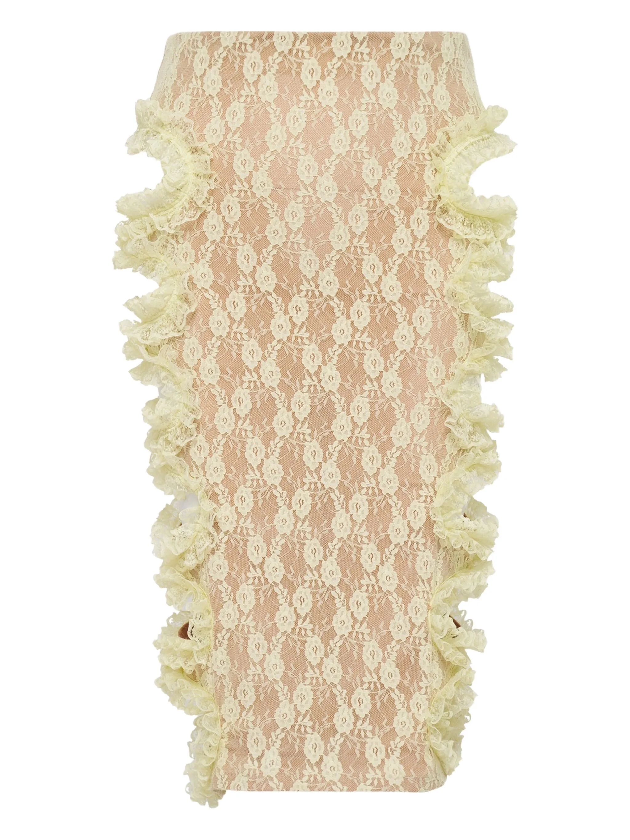 

Юбка миди с кружевным вырезом Self-Portrait, желтый