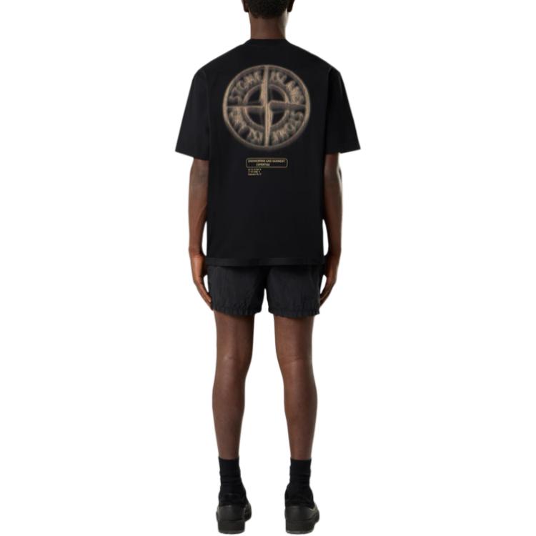 Футболка из хлопка с вышитым логотипом STONE ISLAND, черный — фото 4