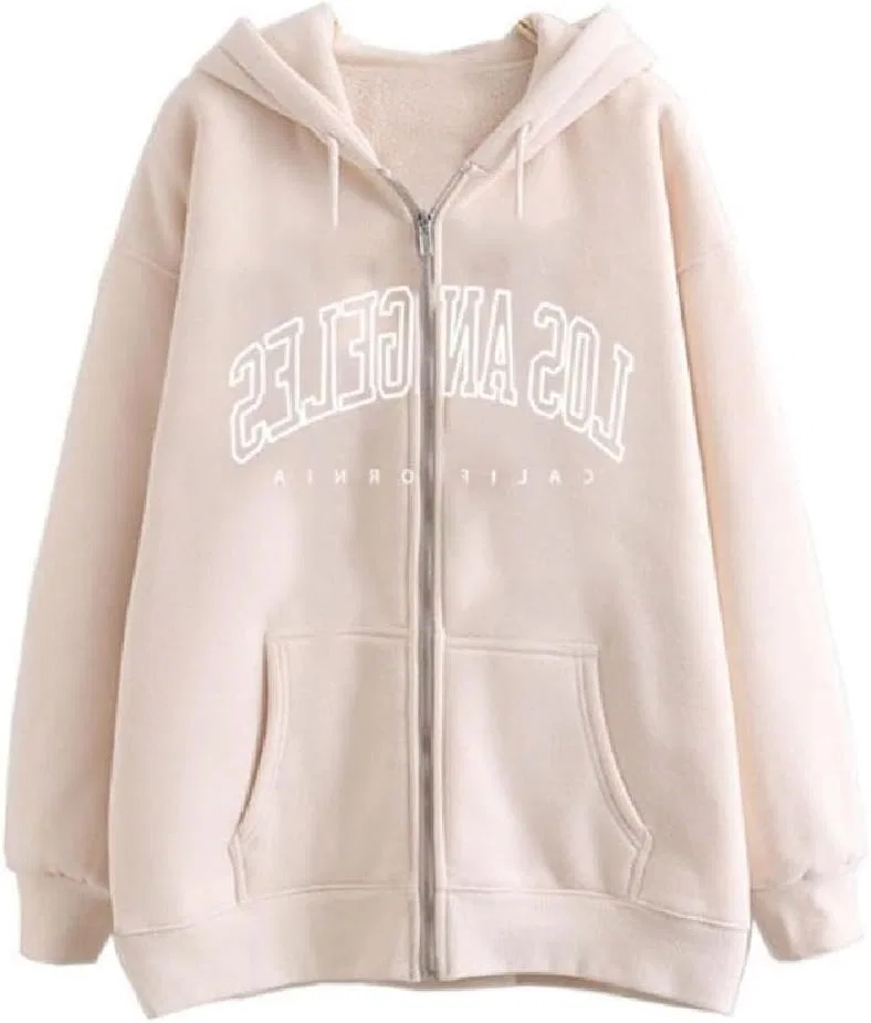 Блуза с капюшоном, с буквенным принтом Zip Up Hoodie, хаки