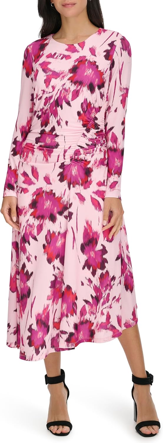 

Женское платье с длинным рукавом и принтом Calvin Klein, Pale Pink/Pink