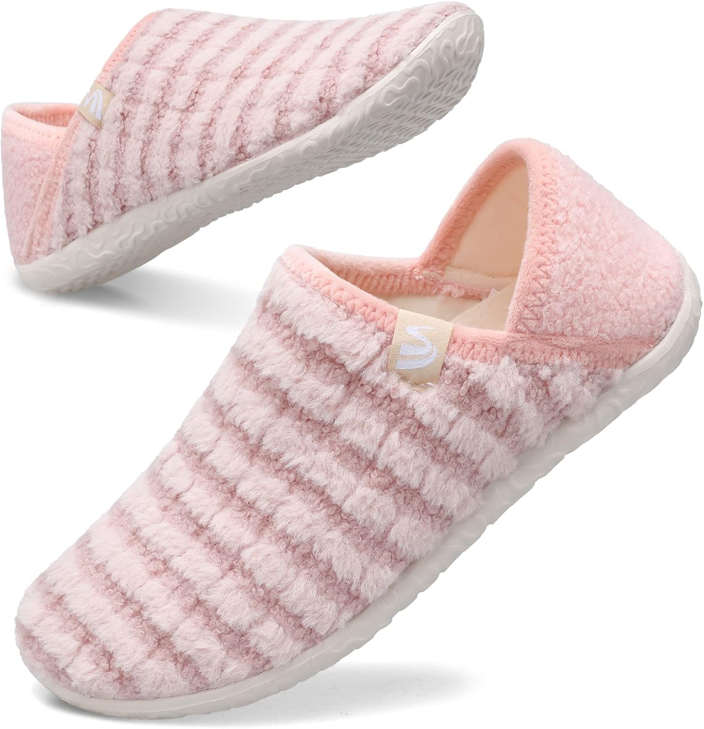 

Домашние тапочки Spesoul Fuzzy House для женщин и мужчин, закрытая задняя часть, легкие, с мягкой искусственной меховой подкладкой, тапочки-носки для дома, спальни, офиса, йоги и прогулок на улице, Ty1 Stripepink