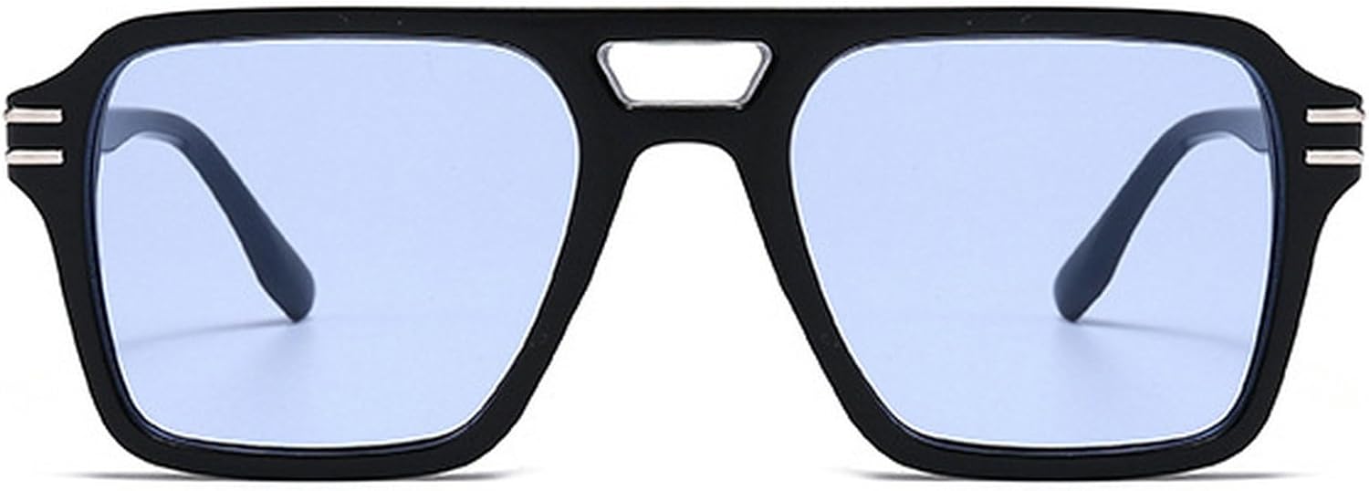 

Ретро-солнцезащитные очки квадратной формы для женщин, модные очки с двойной перемычкой, градиентные линзы, защита от УФ-излучения UV400, трендовые мужские солнцезащитные очки-пилот mincl, Black Blue