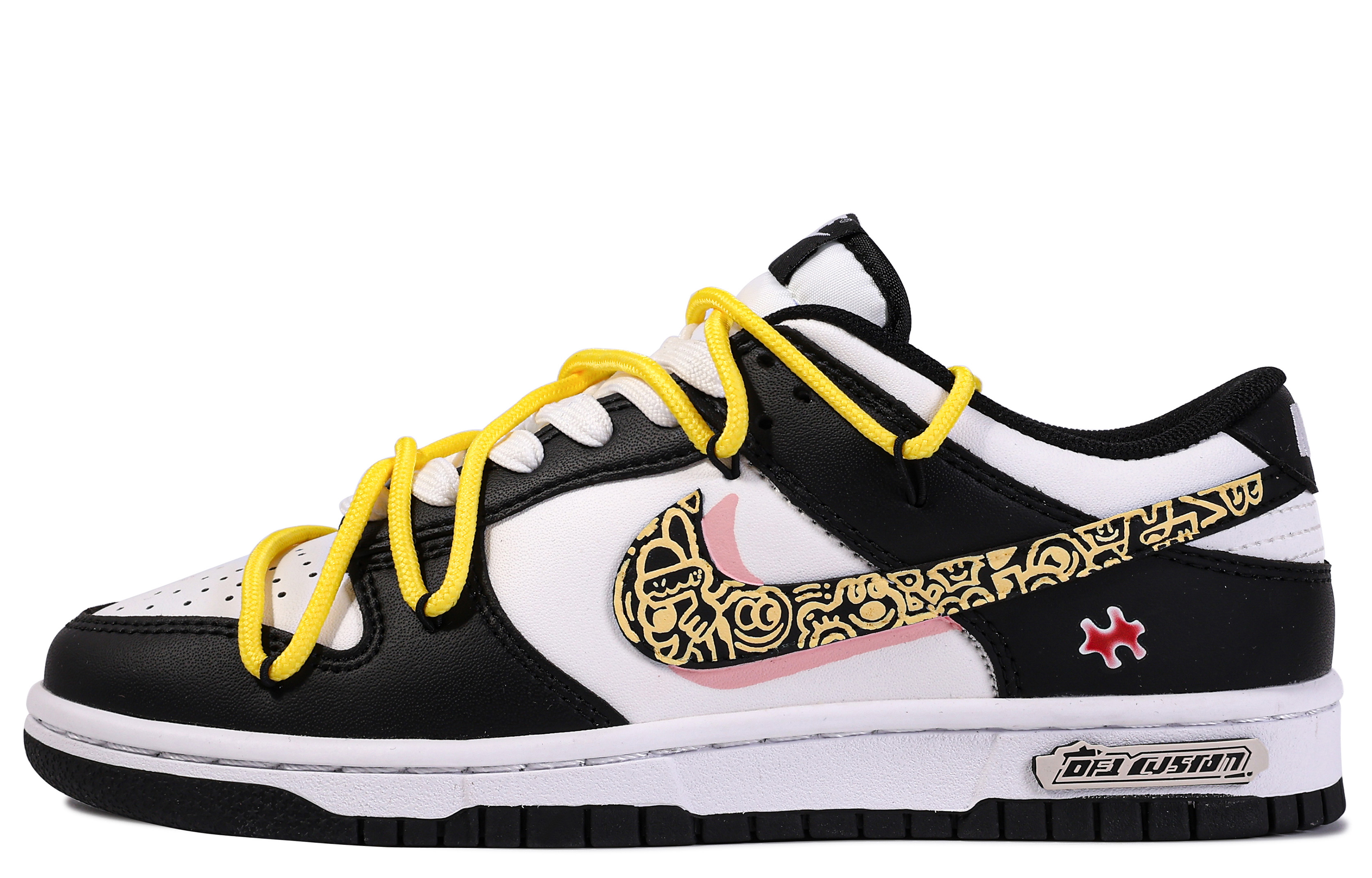 

Кроссовки Nike Dunk Skateboard Shoes Women's Low-Top Black And White/Yellow