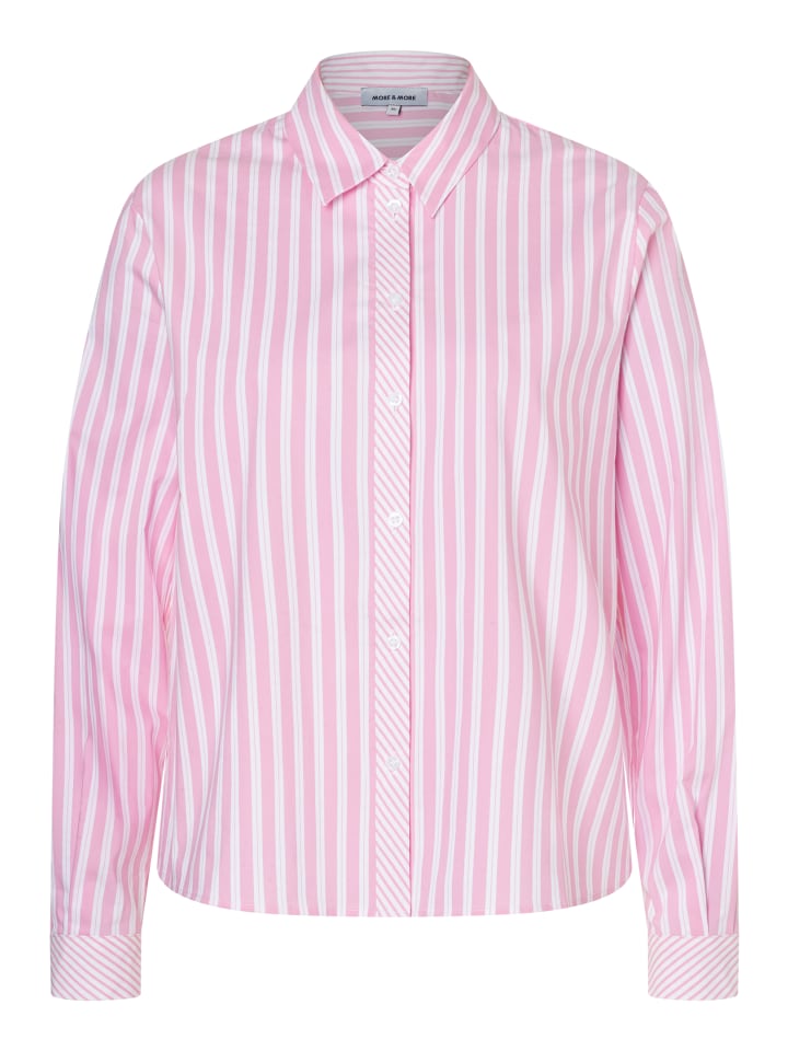 

More & More Короткая, свободная блузка с длинными рукавами в розово-белую полоску