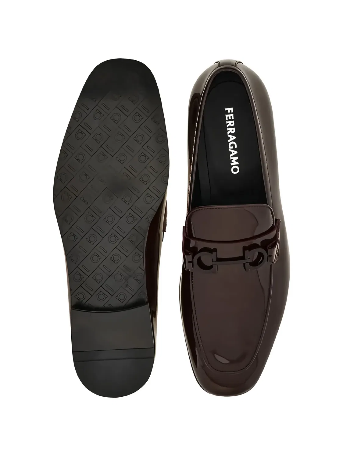 Лакированные лоферы с декором Gancini Ferragamo — фото 4