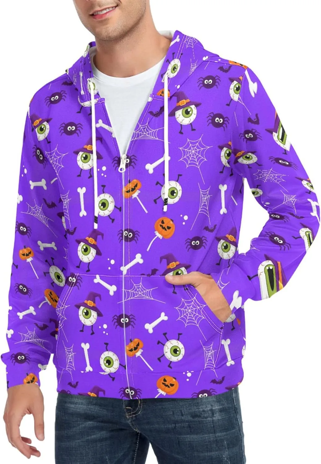 

Мужская толстовка с капюшоном на молнии Halloween Eyes CUPADA