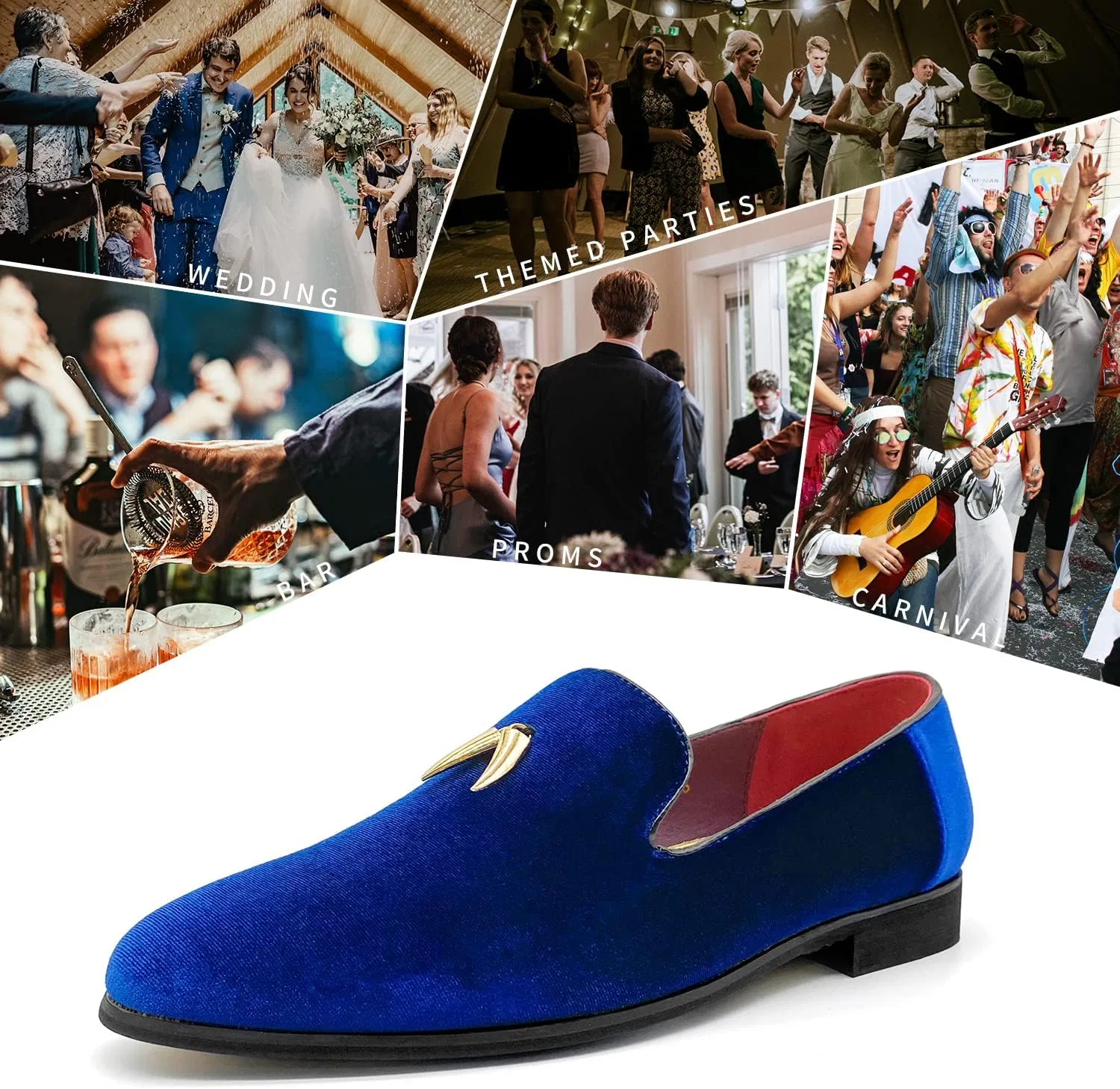 Мужские лоферы MHB Penny Slip-On из бархата и замши, туфли-слипоны с блестками, в стиле смокинга, Royal — фото 3