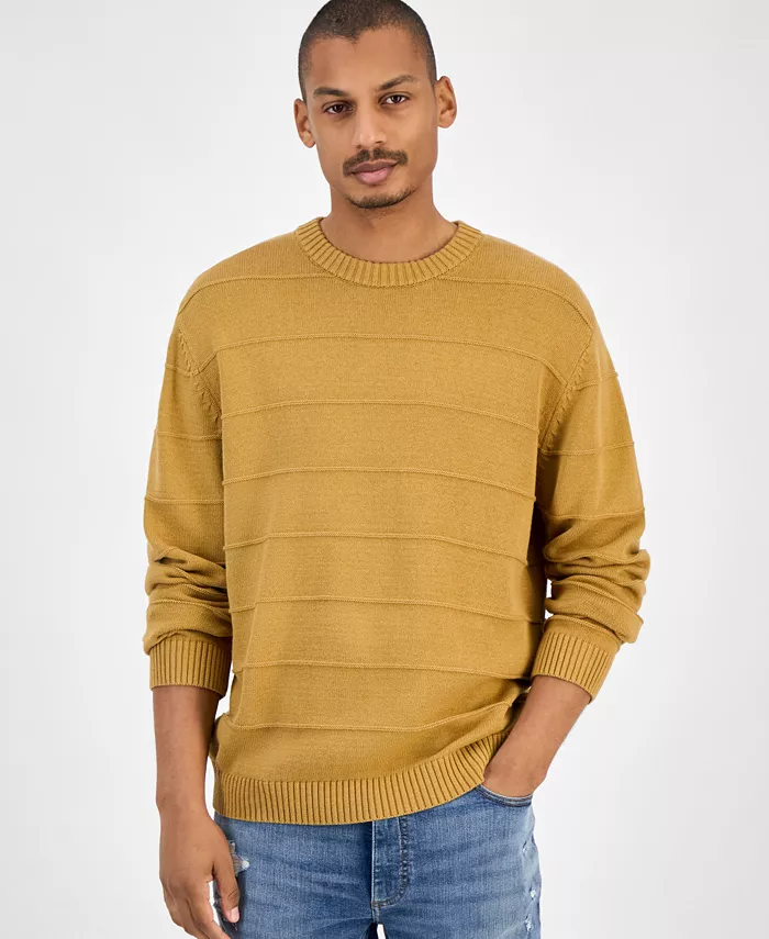 

Мужской ребристый свитер с круглым вырезом Sun + Stone, коричневый/бежевый