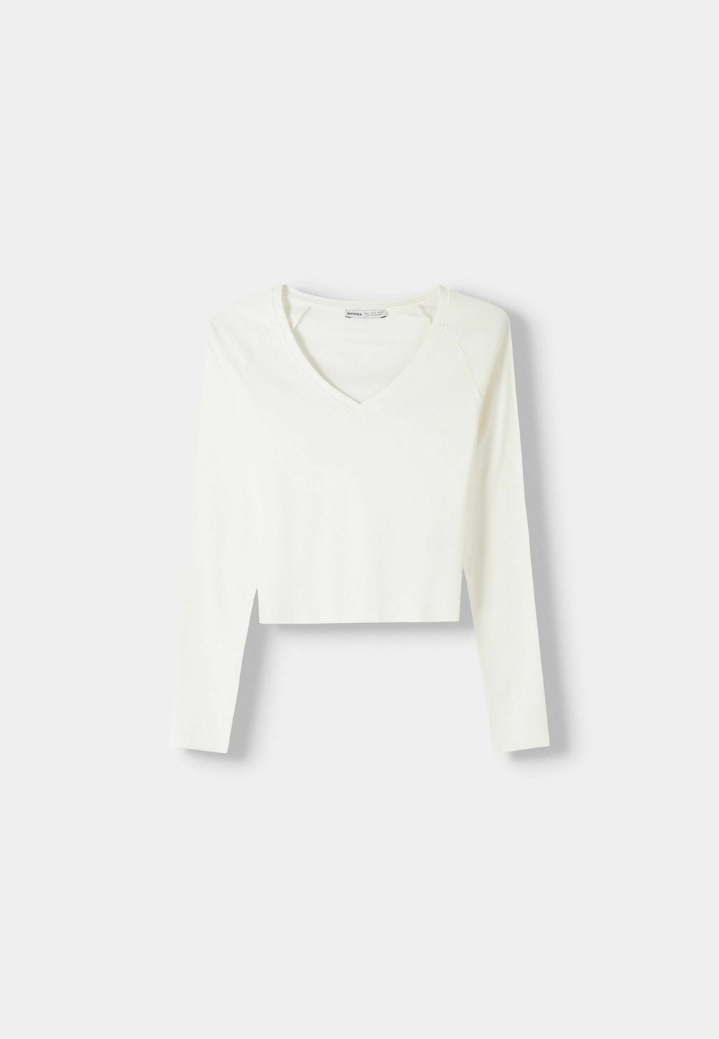 

Топ с длинными рукавами LONG SLEEVE V-NECK Bershka, белый