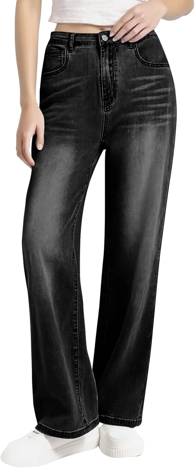 

Брюки джинсовые женские baggy wide leg high rise с карманами