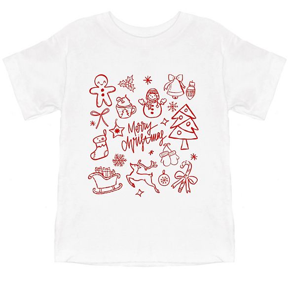 

Футболка с коротким рукавом с новогодними рисунками для малышей The Juniper Shop, White