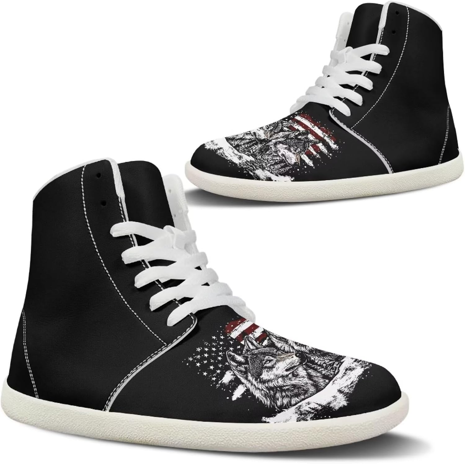 

Мужские модные кроссовки, комфортная платформа, повседневная обувь из искусственной кожи для взрослых, уличный треккинг, размеры США 5-14 Quxjehoe, American Flag Wolves