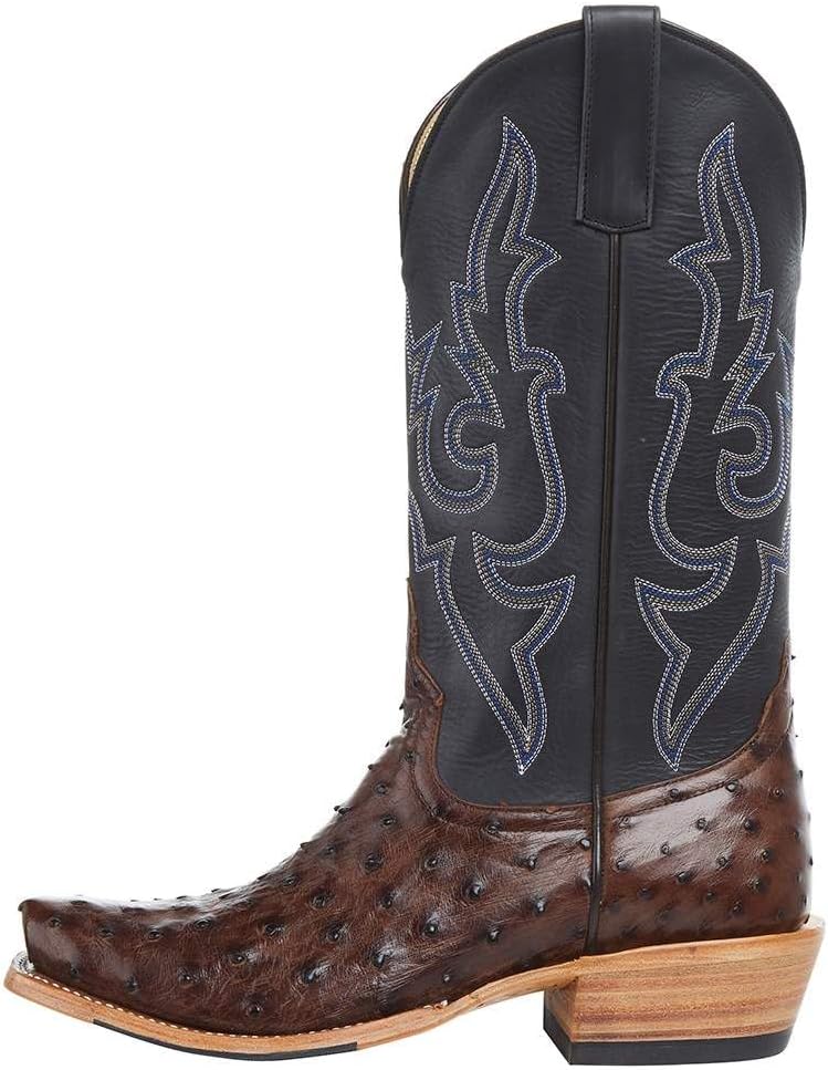 Мужская футболка и коллекция Horse Power, Kango Tobac Full Quill Ostrich. Черные ковбойские сапоги HP9505, ширина 36 см, коричневые — фото 4
