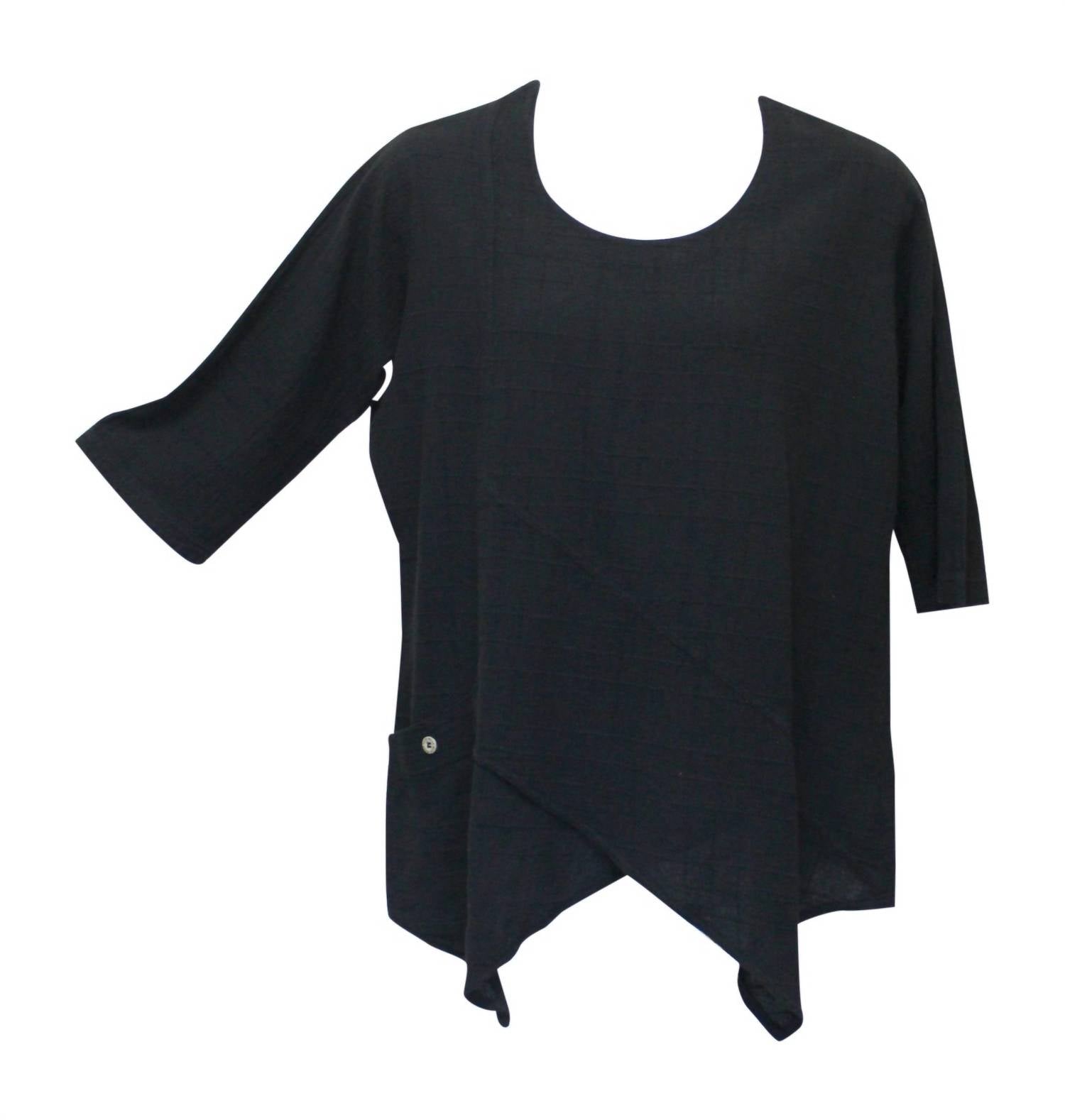 

Женская хлопковая туника в горошек с эффектом марли Ginger черного цвета Ezze Wear