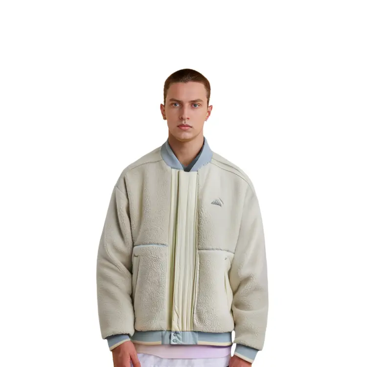 Бархатная куртка мужская мелово-белая Adidas, белый — фото 3