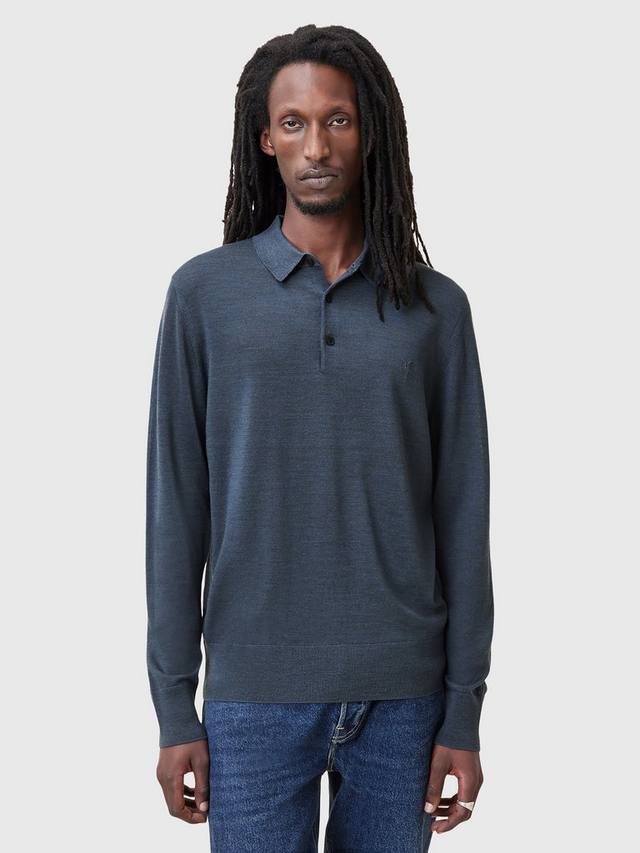 

Футболка-поло Mode Merino с длинным рукавом AllSaints, Pitched Blue