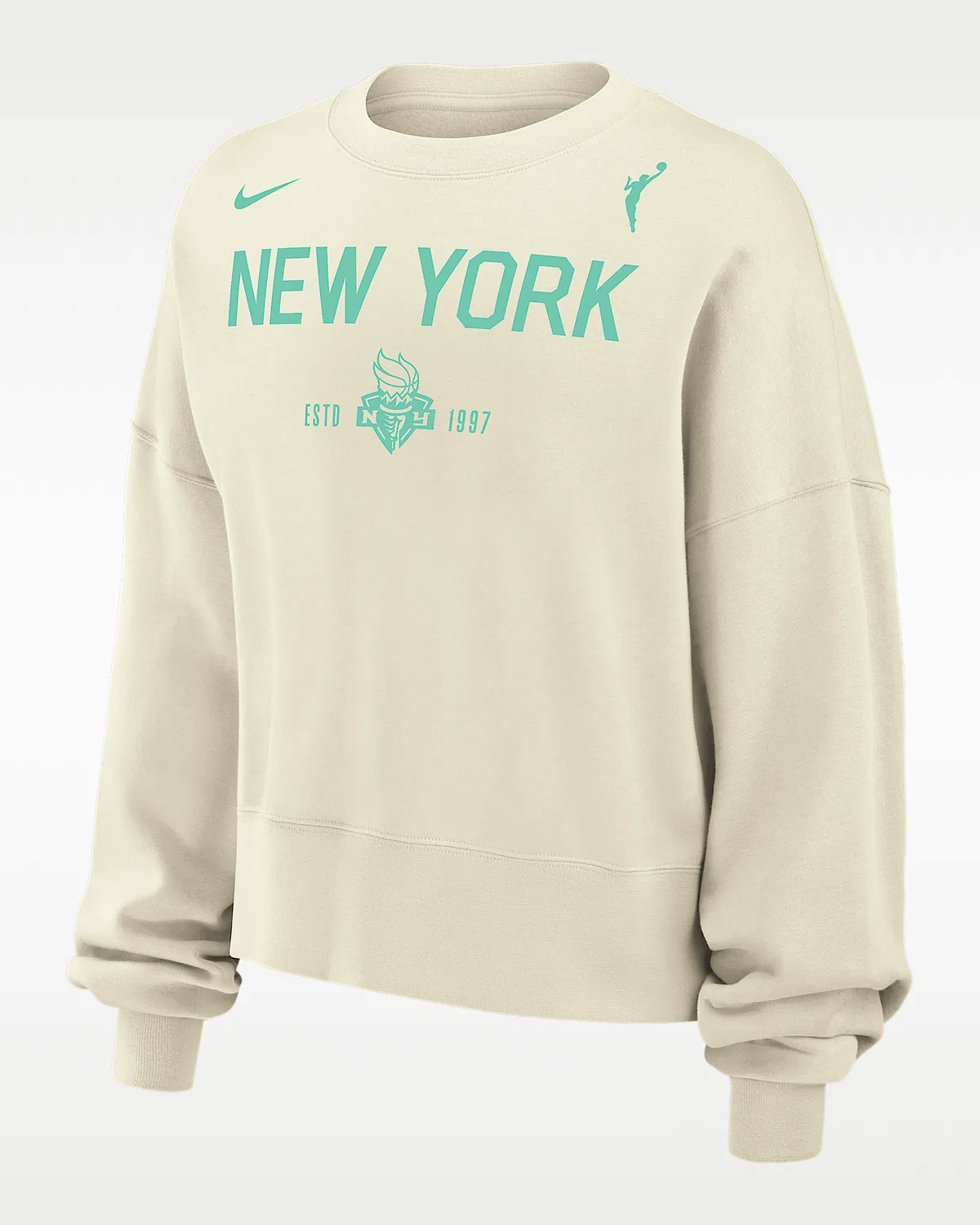 Женская толстовка Nike WNBA New York Liberty Phoenix Fleece с круглым вырезом, Sail
