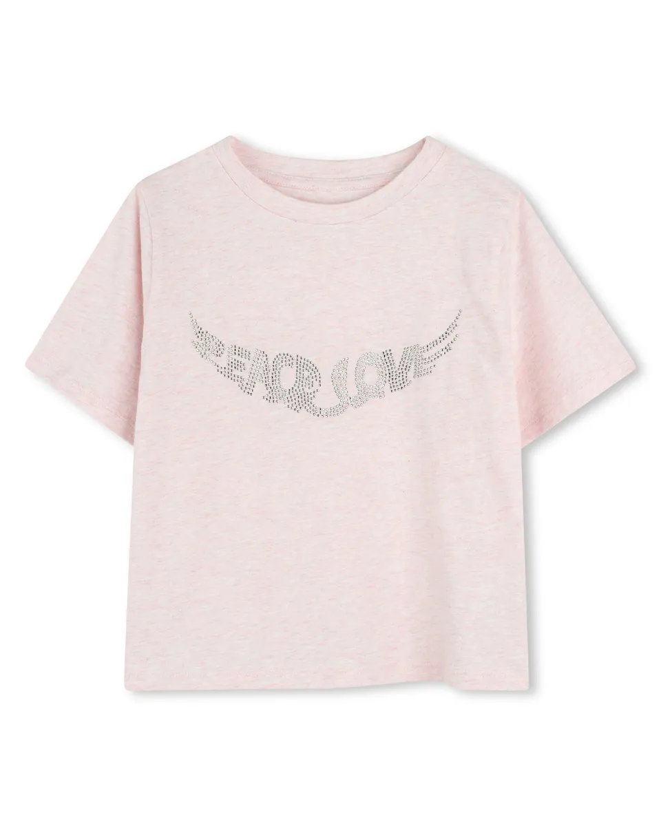 

Футболка для девочки с короткими рукавами и стразами Zadig & Voltaire, розовый
