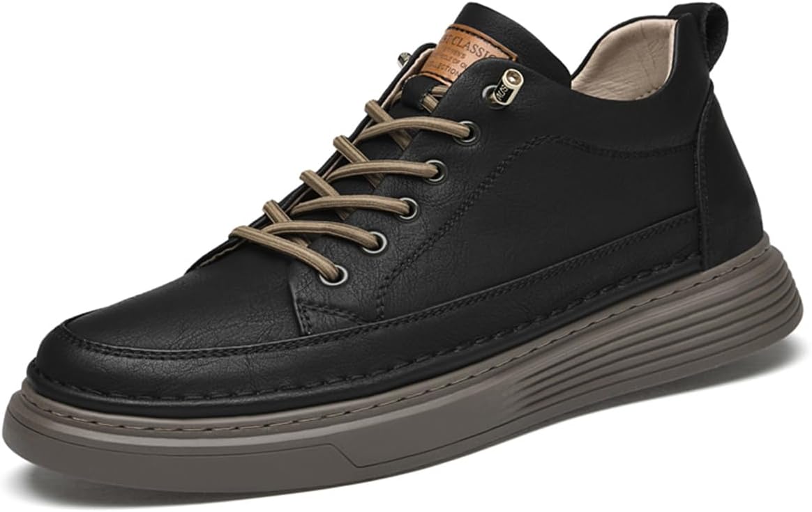 

Мужские кроссовки-лестницы, кожаные невидимые увеличивающие рост спортивные прогулочные кеды, удобная обувь для спорта и повседневного ношения Ukuboxbag, черный