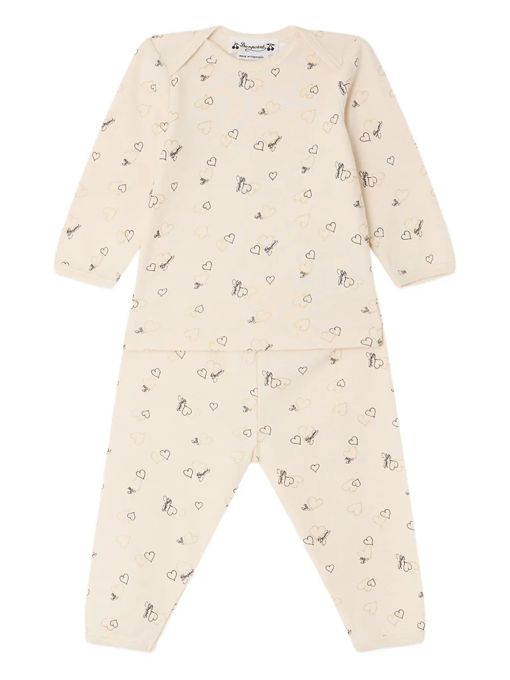 

Боди из органического хлопка с принтом в виде сердечек Bonpoint, слоновая кость