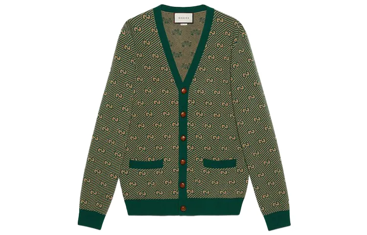 Кардиган GG GUCCI в полоску, Camel Green
