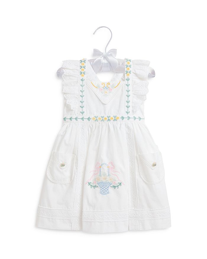 

Платье и панталоны для девочки из хлопка с вышивкой - Baby Ralph Lauren, белый