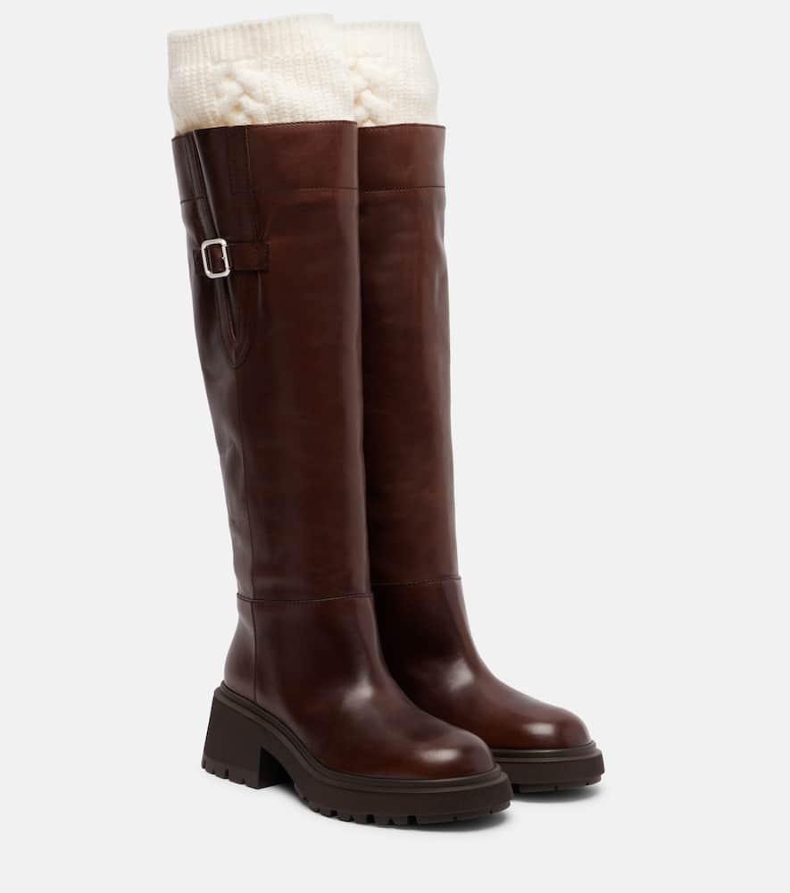 Кожаные высокие сапоги Tamsin Jimmy Choo, Chocolate/Latte