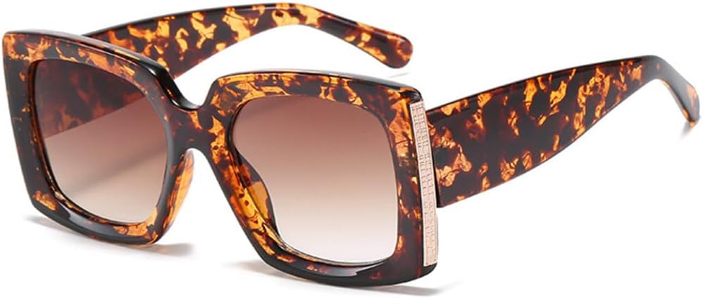 

Классические женские солнцезащитные очки в стиле ретро, ​​модные солнцезащитные очки с градиентным зеркальным покрытием и широкими дужками, защита от УФ-излучения UV400, модные мужские солнцезащитные очки TYUVIVO, Leopard Tea