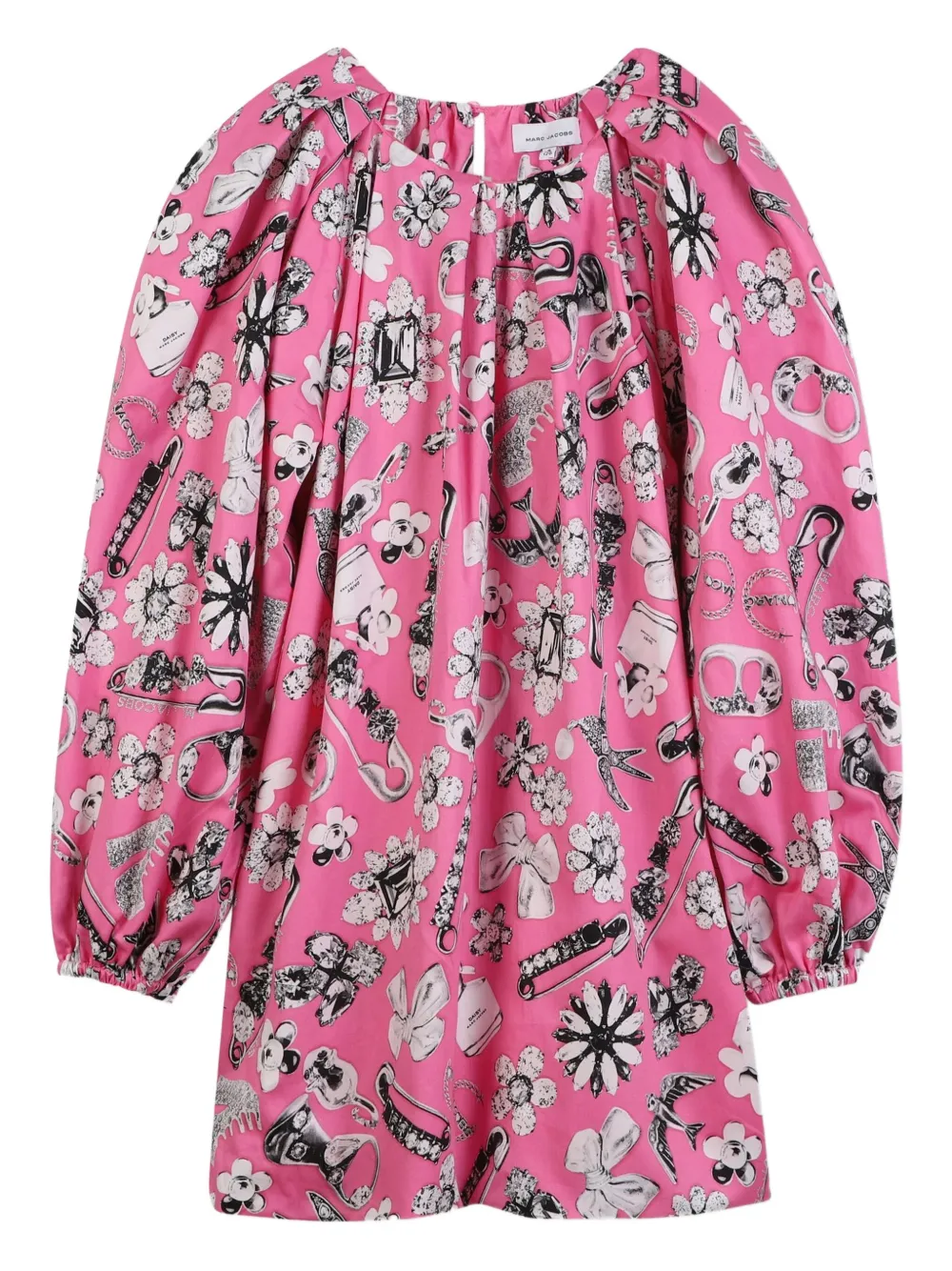 

Платье с объемными рукавами и графичным принтом Marc Jacobs Kids, розовый