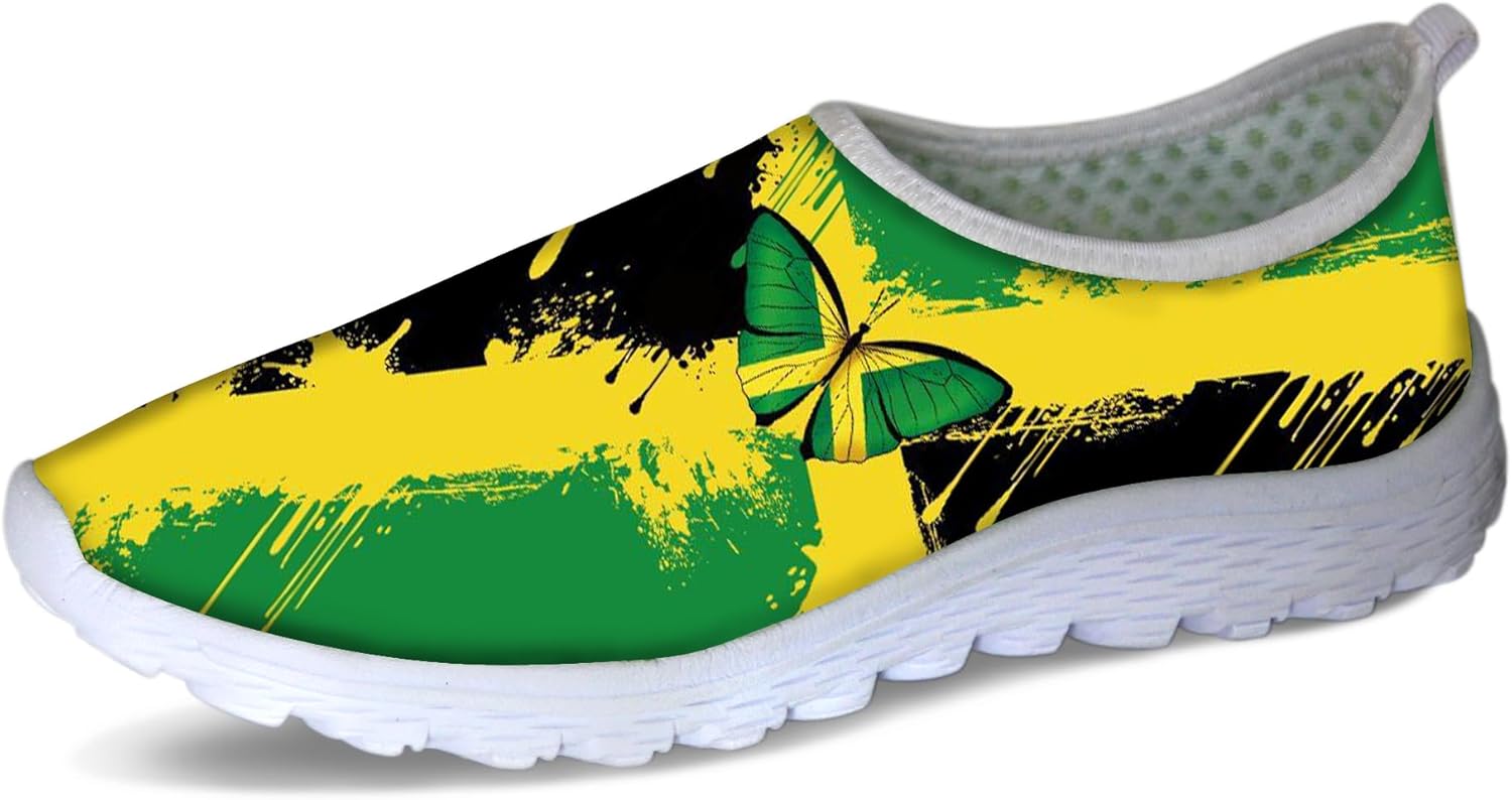 

Женские прогулочные кроссовки Forchrinse Music Note, мужские слипоны GO Walk с мягкой сеткой, легкая рабочая обувь, Jamaican Butterfly