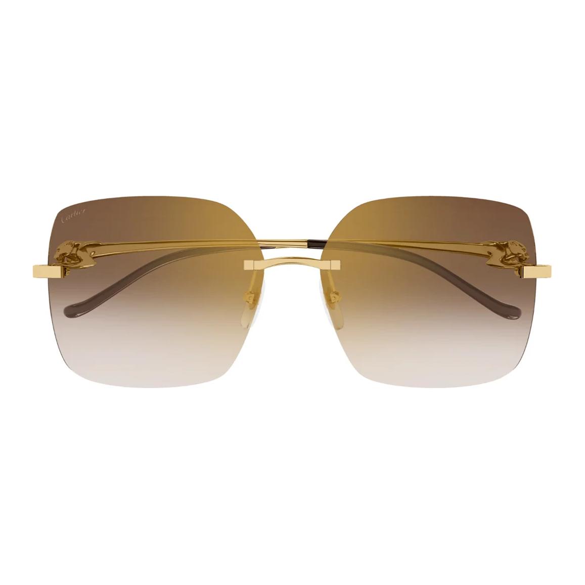 Cartier Квадратные безоправные солнцезащитные очки, Gold — фото 4