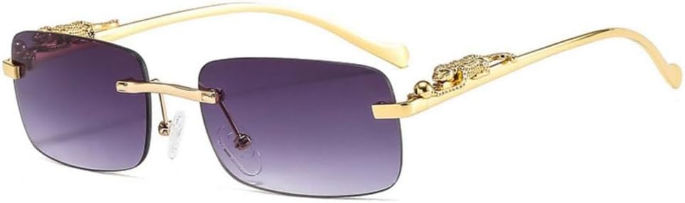 

Модные прямоугольные солнцезащитные очки без оправы для женщин в стиле ретро с леопардовым принтом и прозрачными линзами, мужские солнцезащитные очки с защитой от УФ-излучения UV400 generic, Gray Gradient