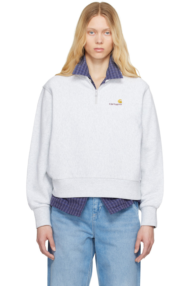 

Свитшот с высоким воротником American script Carhartt Work In Progress, цвет ash heather