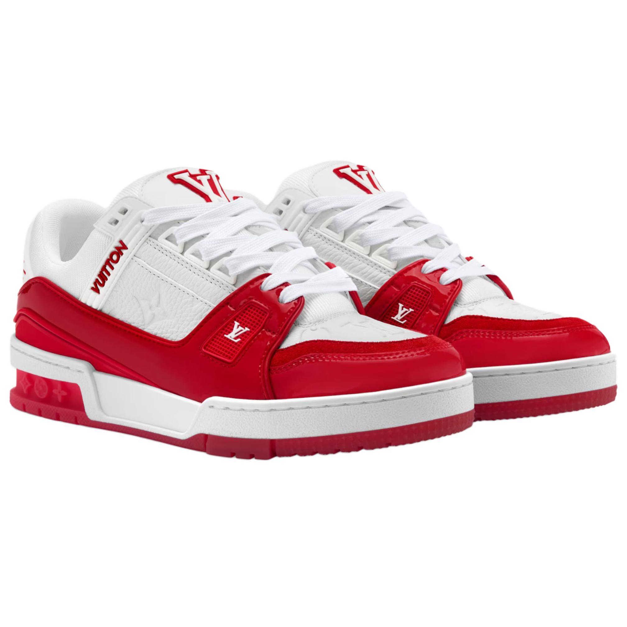 LOUIS VUITTON Тренировочные низкие скейтборд кроссовки Women's White Red — фото 4