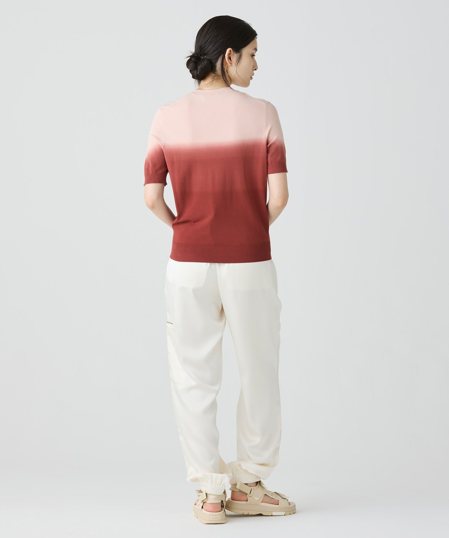 Футболка Lacoste с градиентным вязаным узором, коричневая — фото 4