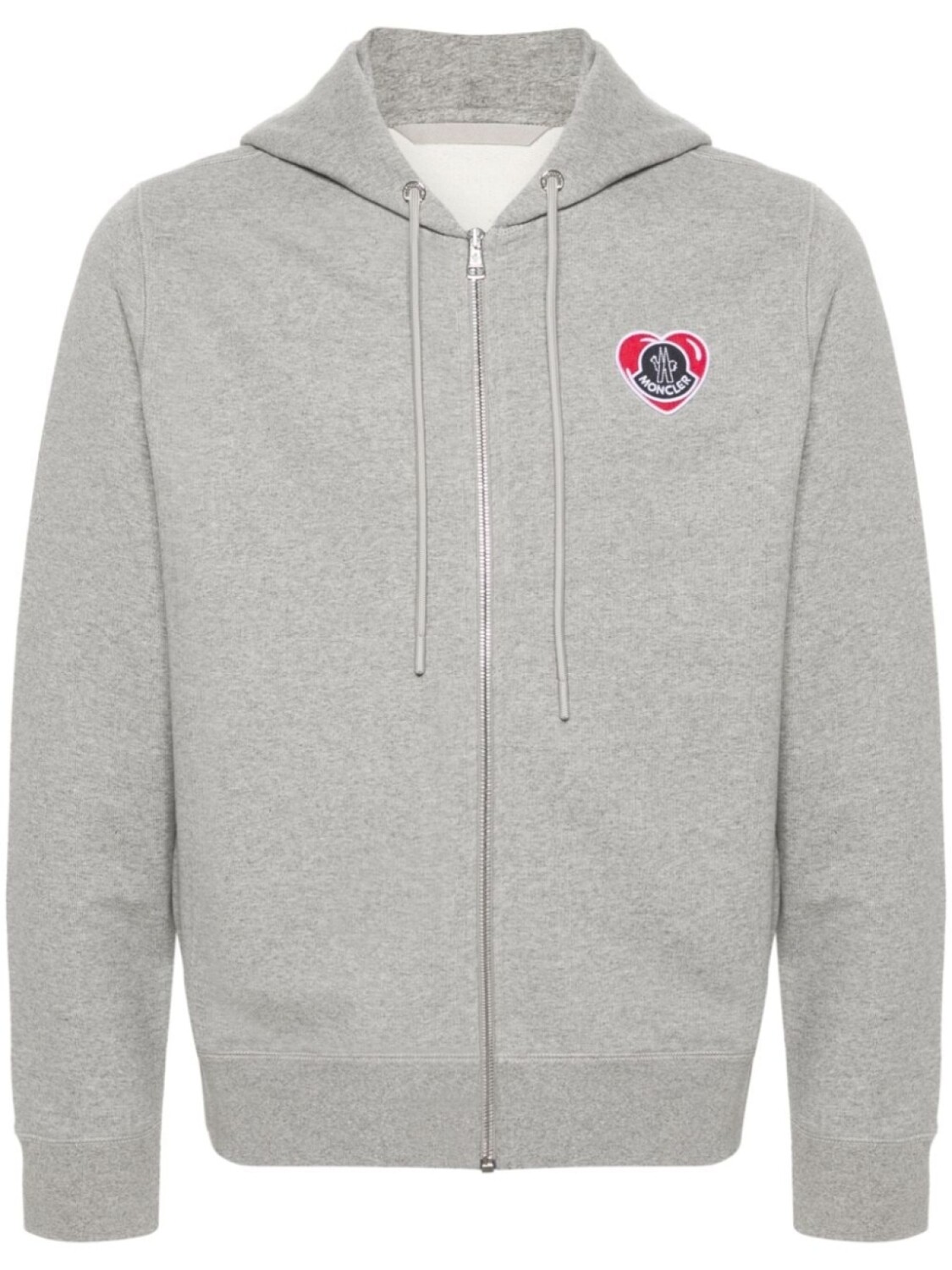 

Moncler худи на молнии с нашивкой-логотипом, серый
