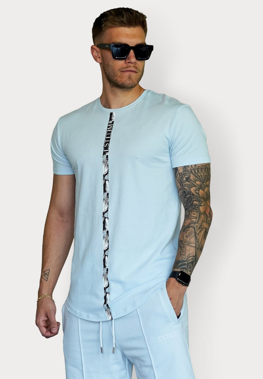 

Футболка с принтом PALM STRIPE ESTEEM, цвет lightblue