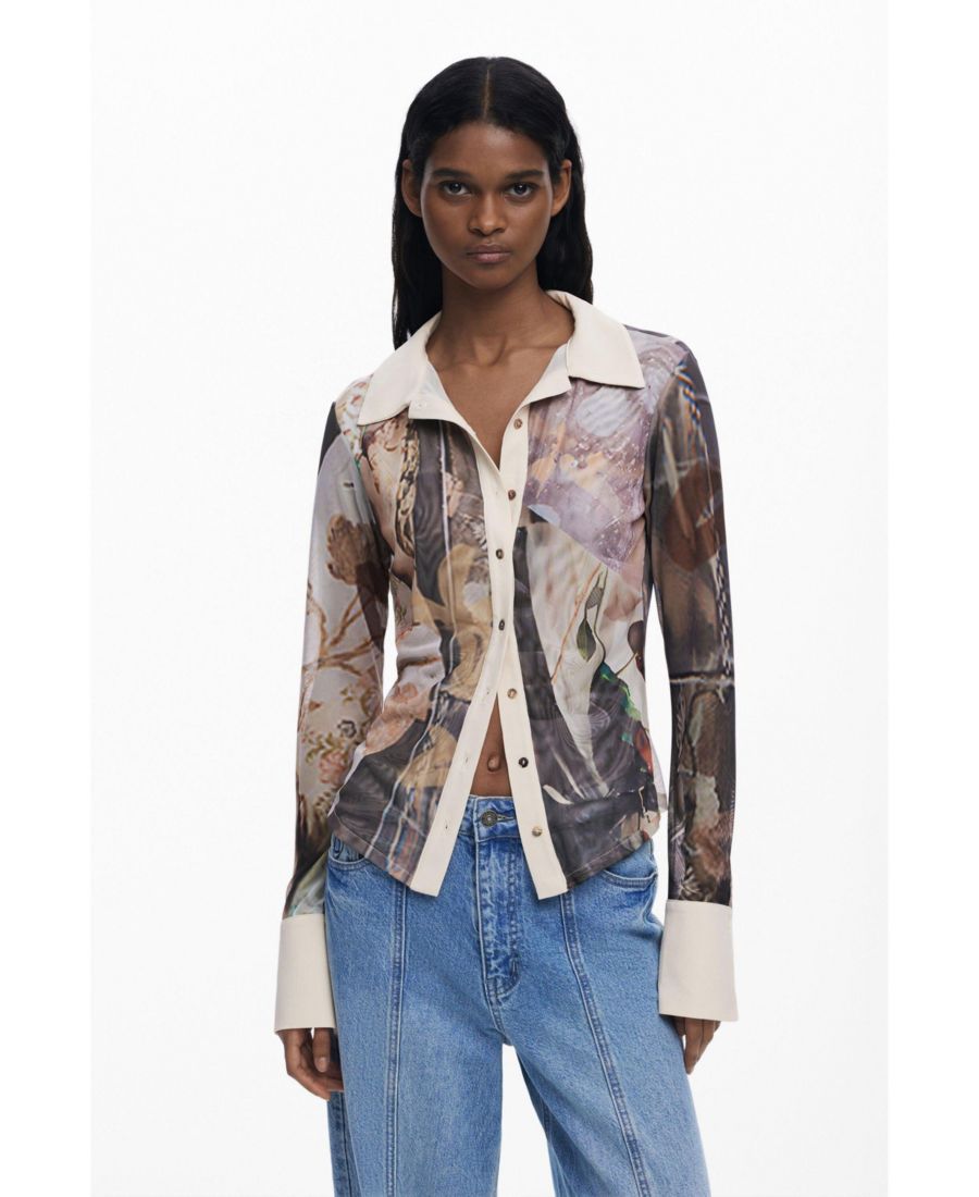 

Женская футболка с шифоновыми манжетами Desigual, Light brown