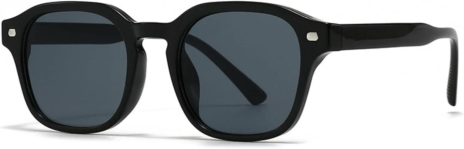 

Популярные модные солнцезащитные очки для женщин в стиле ретро с заклепками, желто-синие, с защитой от УФ-излучения UV400, для мужчин VVTWSSW, Black Grey